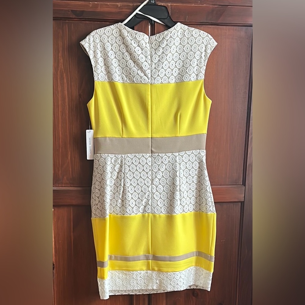 *** NWT SANDRA DARREN LACE COLOR-BLOCK SHEATH MIDI DRESS - Picture 2 of 7
